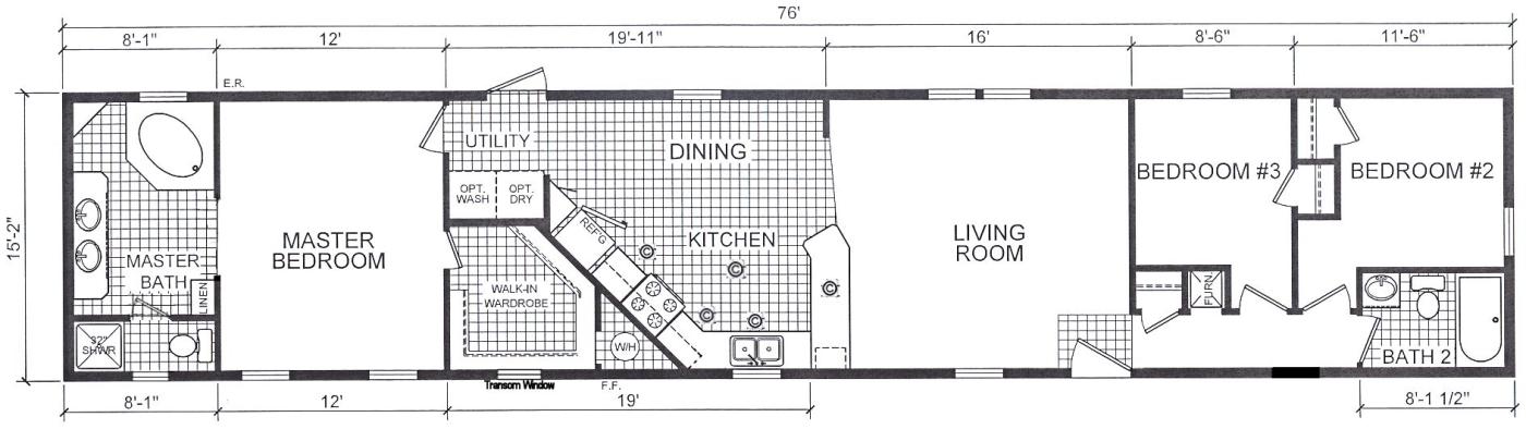 Single wide mobile home 3 bedroom 2 bath