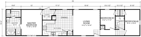 Single wide mobile home 3 bedroom 2 baths