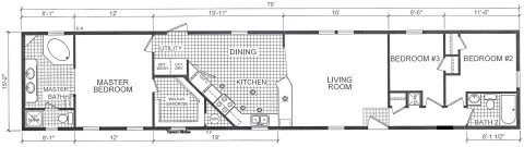 Single wide mobile home 3 bedroom 2 bath